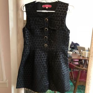 60s style brocade bow dress w buttons mod femme girly metallic cocktail french